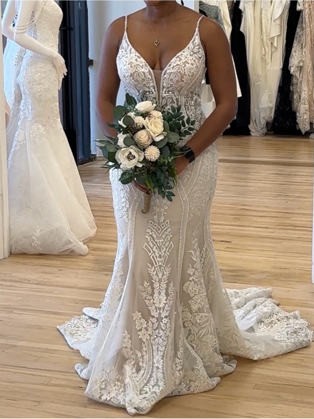 Maggie Sottero Ivory Lace Fit-and-Flare Wedding Dress